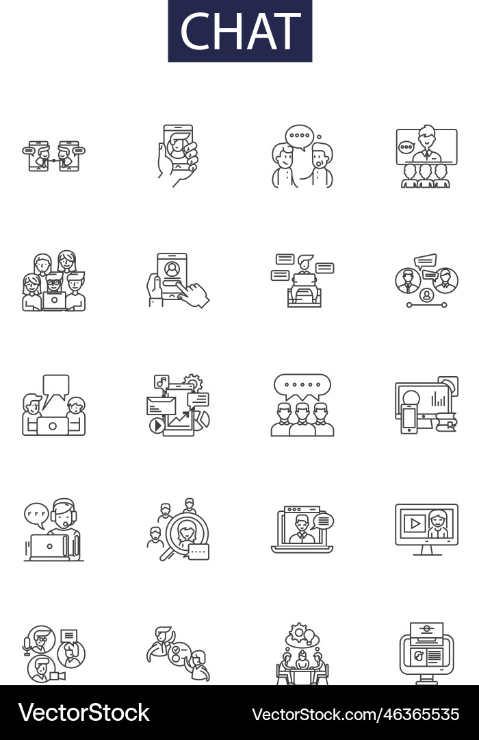 Chat line icons and signs chatting Royalty Free Vector Image