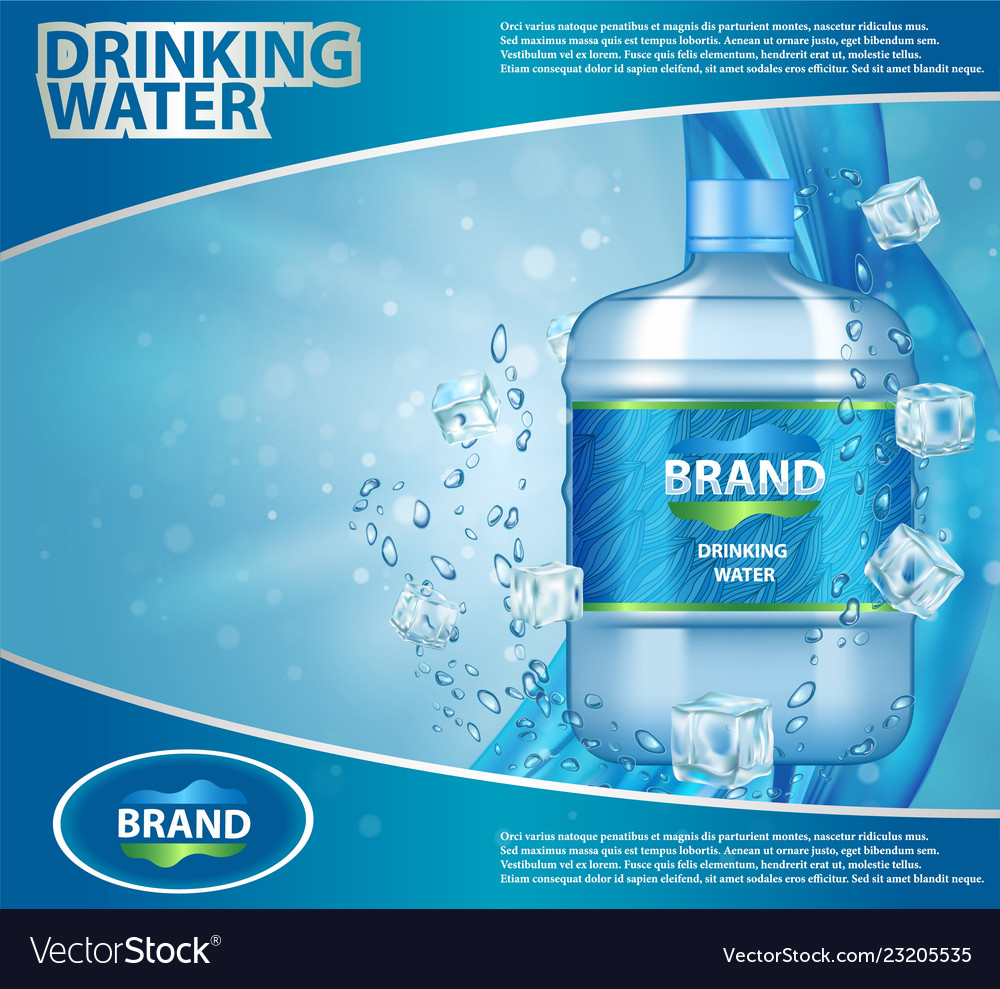 Drinking cooler water ad realistic Royalty Free Vector Image