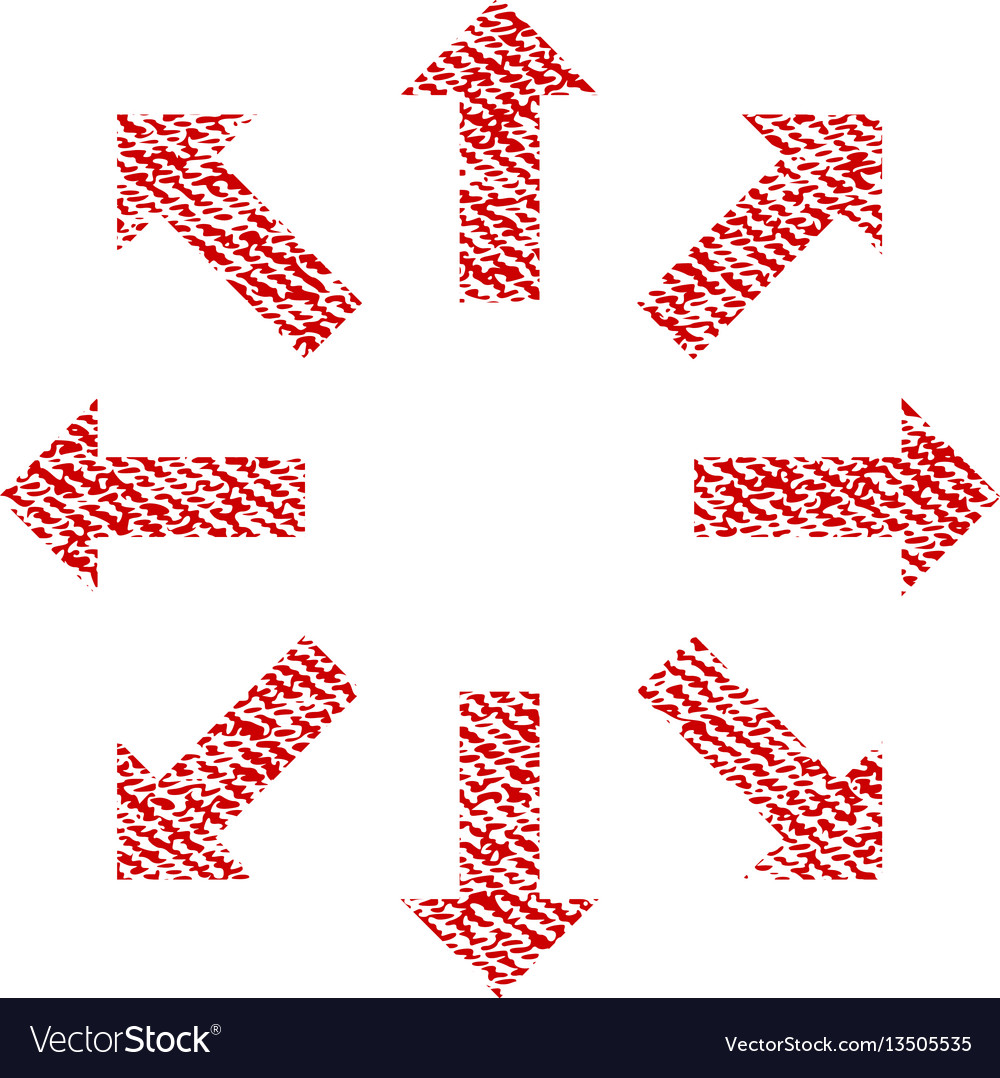 Explode arrows fabric textured icon vector image Explode arrows fabric textured icon