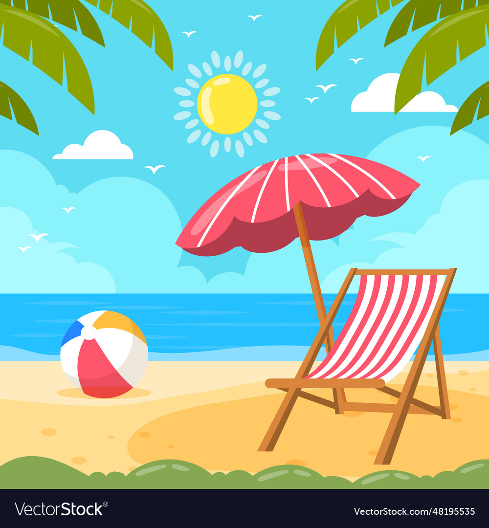 Flat design sunbed Royalty Free Vector Image - VectorStock