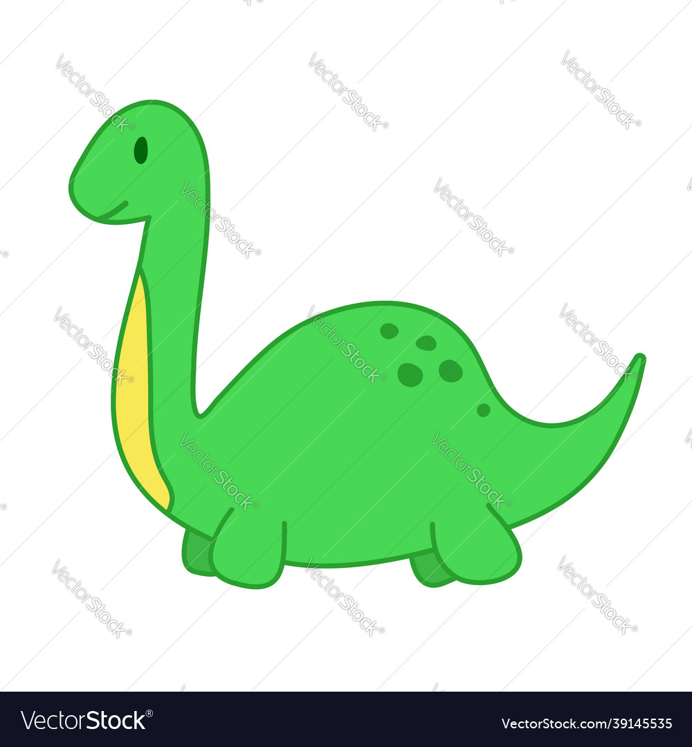 Funny cartoon dinosaur cute in flat Royalty Free Vector