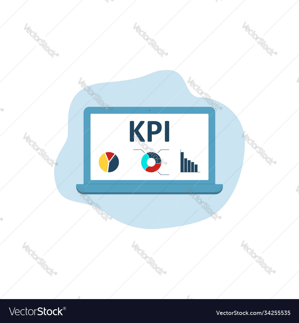 Kpi key performance indicator laptop icon Vector Image