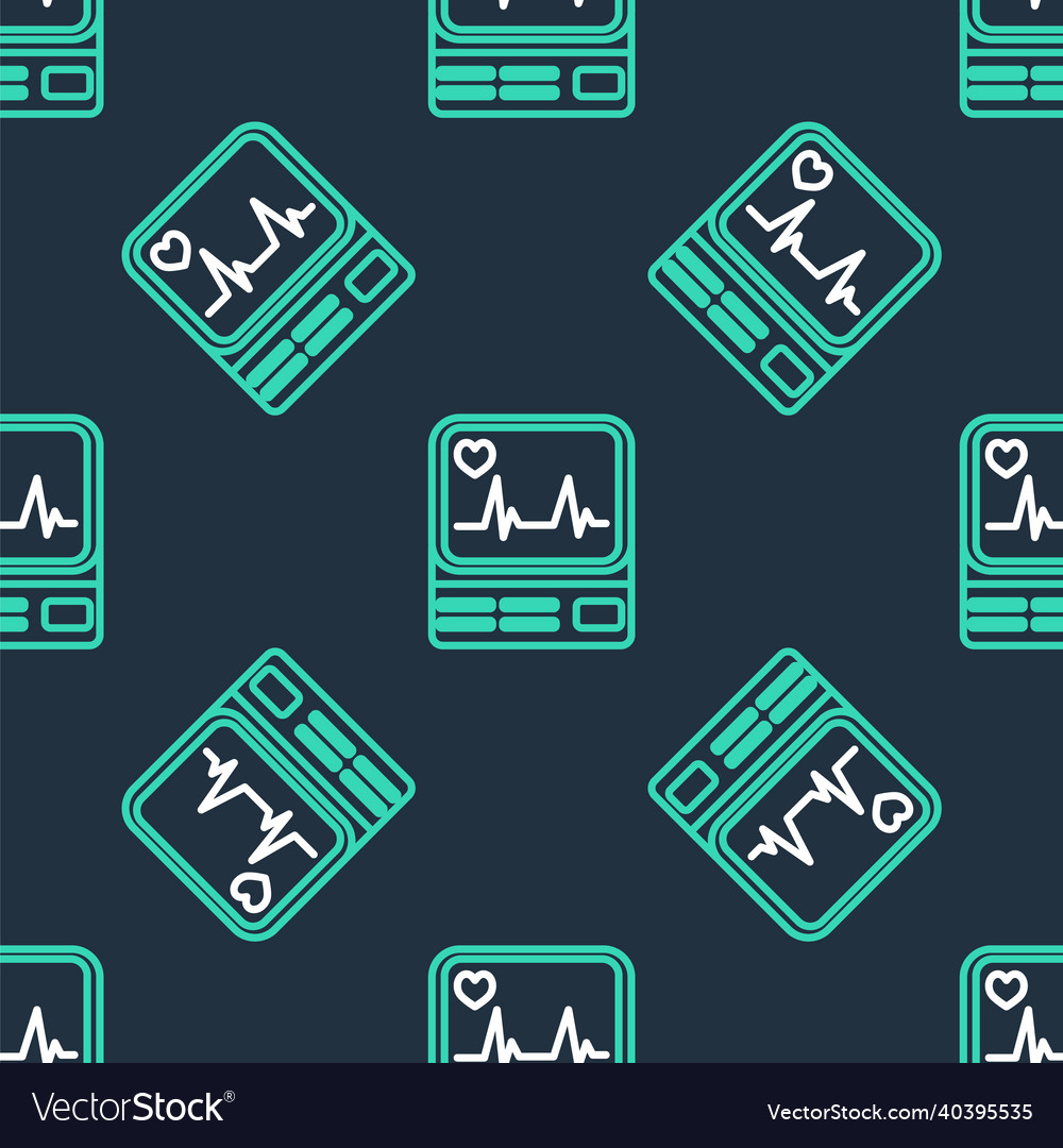 Line computer monitor with cardiogram icon vector image Line computer monitor with cardiogram icon