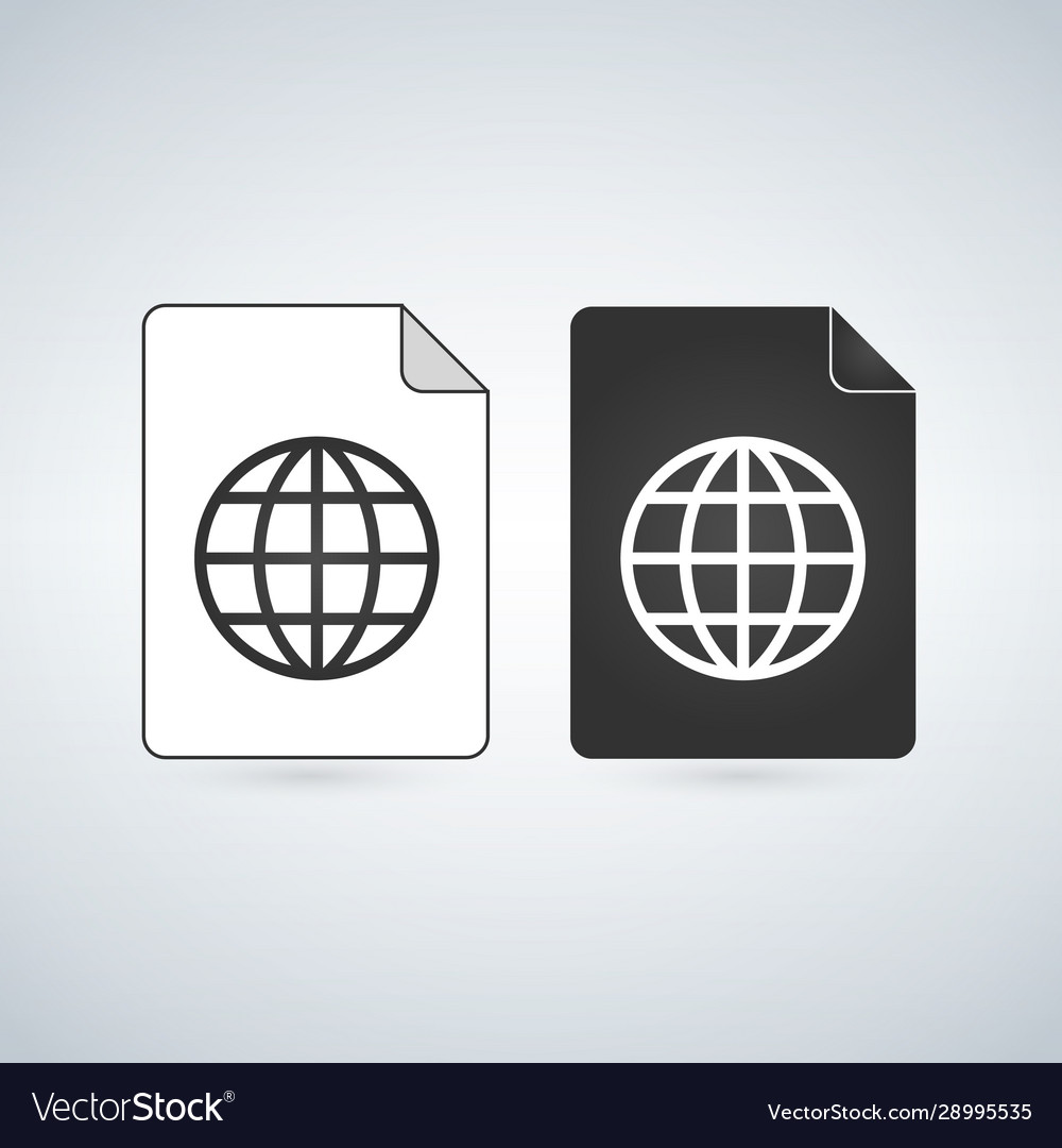 Map document file icon with globe linear