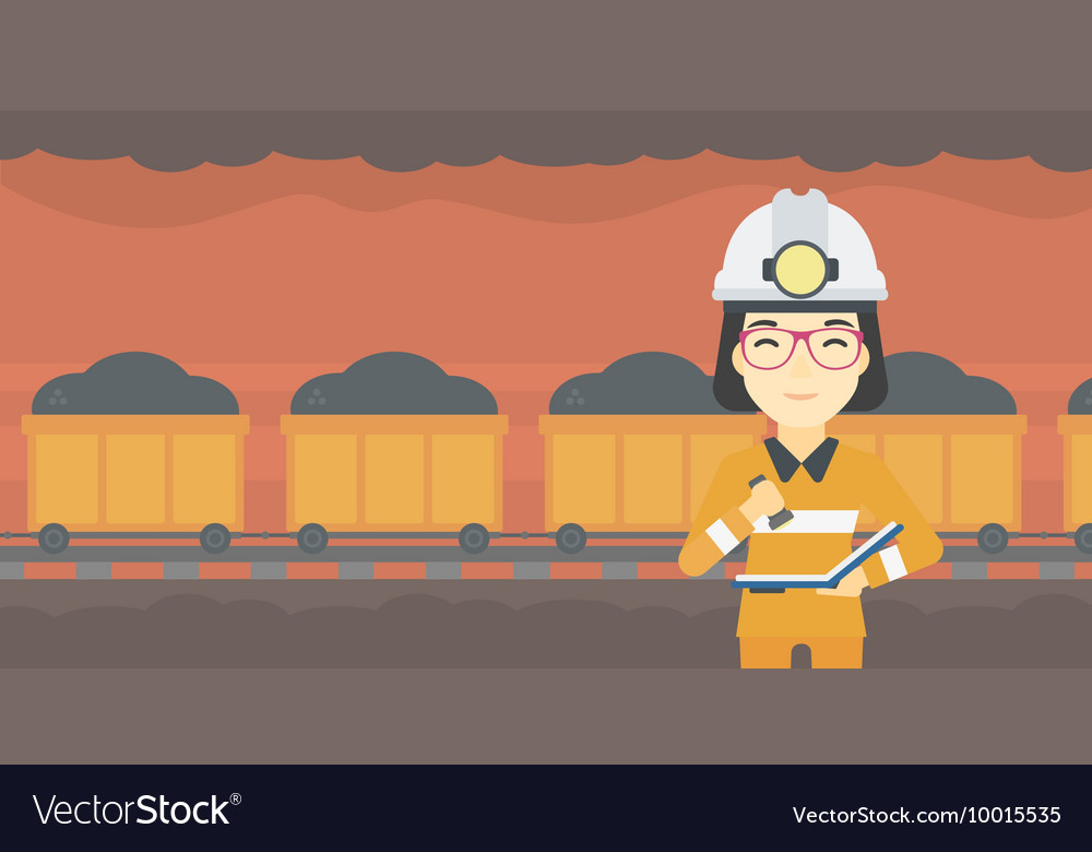 Miner checking documents