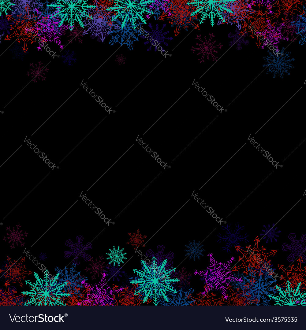 Rectangular frame with small colorful snowflakes