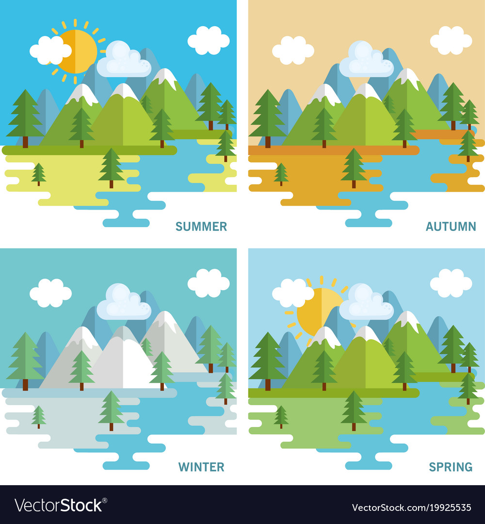 Seasonal weather set landscapes Royalty Free Vector Image