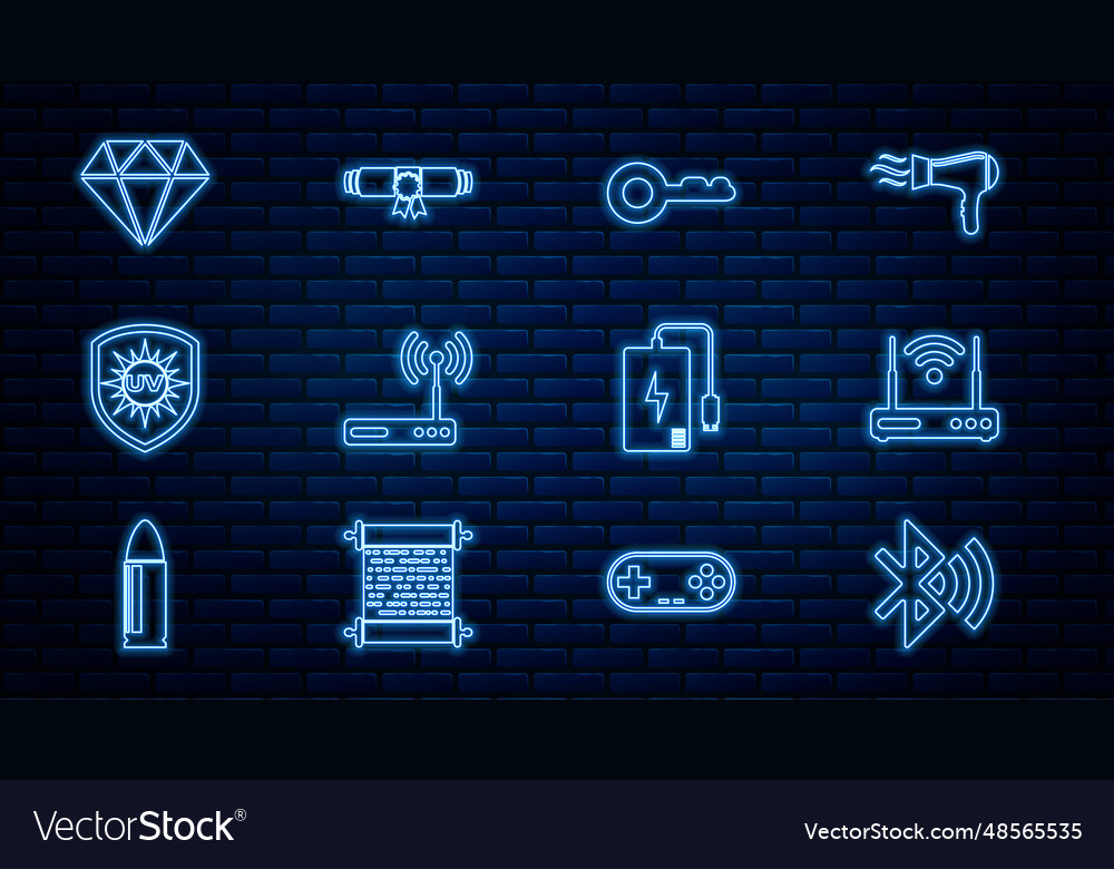 Set line bluetooth connected router and wi-fi vector image Set line bluetooth connected router and wi-fi