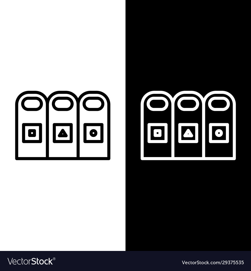 Set line trash in garbage cans with sorted