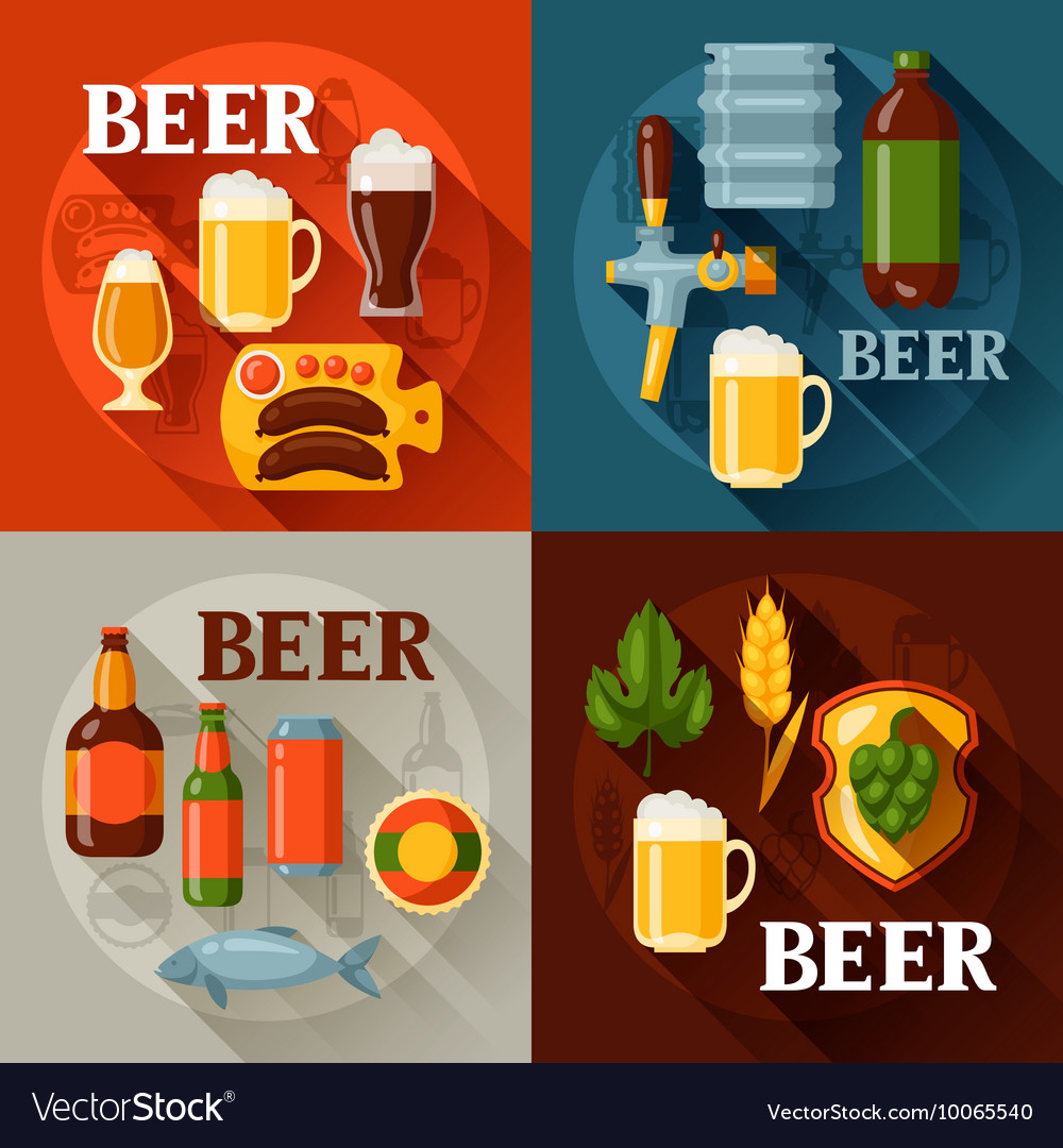 Backgrounds design with beer icons and objects