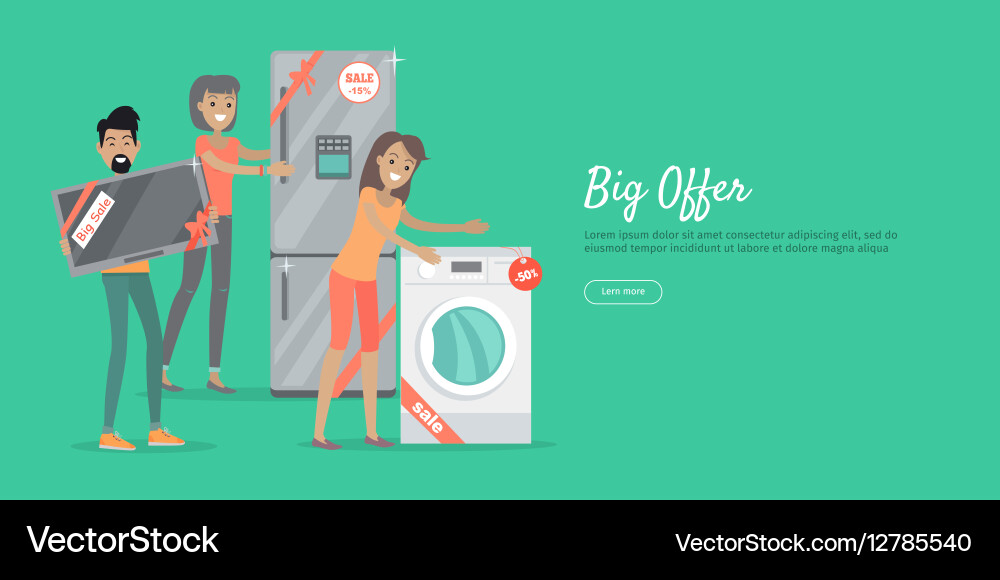 Big Offer In Electronics Store Web Banner Vector Image