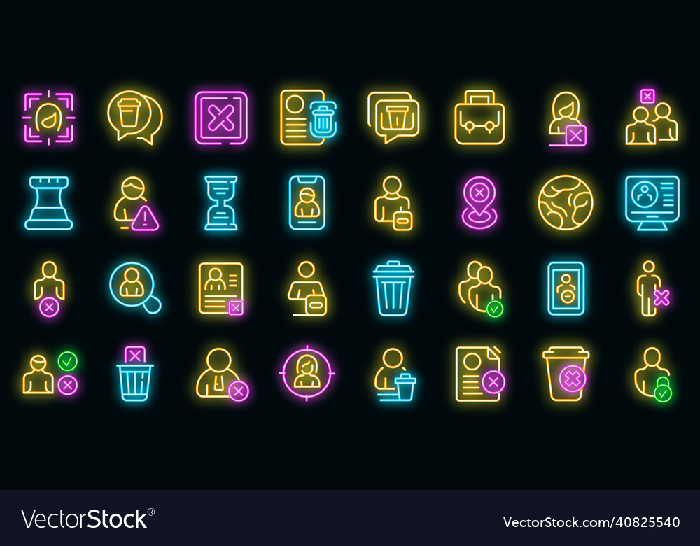 Delete user icons set neon