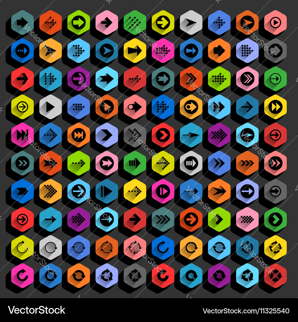 Flat arrow icon hexagon web button Royalty Free Vector Image