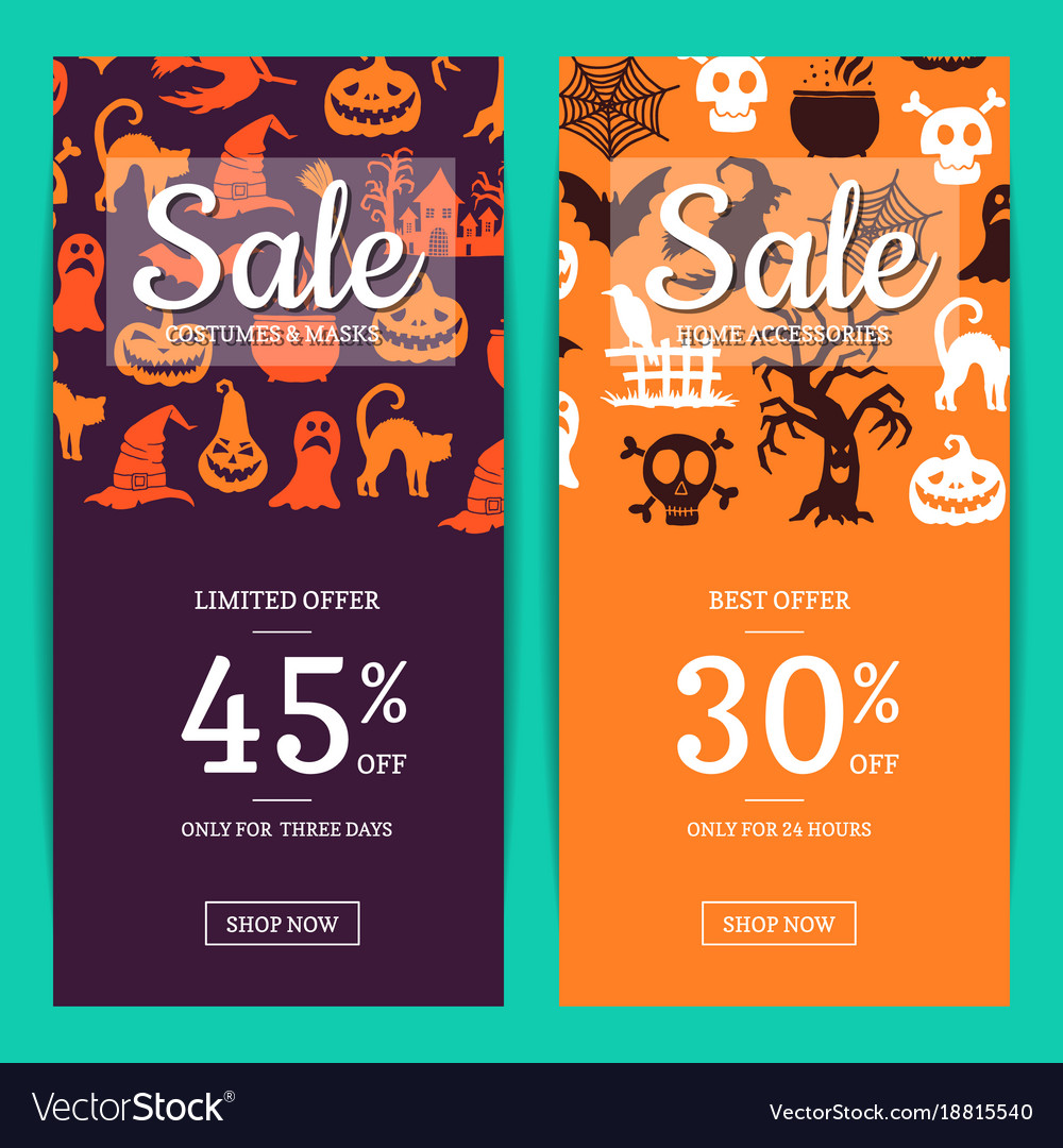 Halloween Sale Banner Templates With Royalty Free Vector