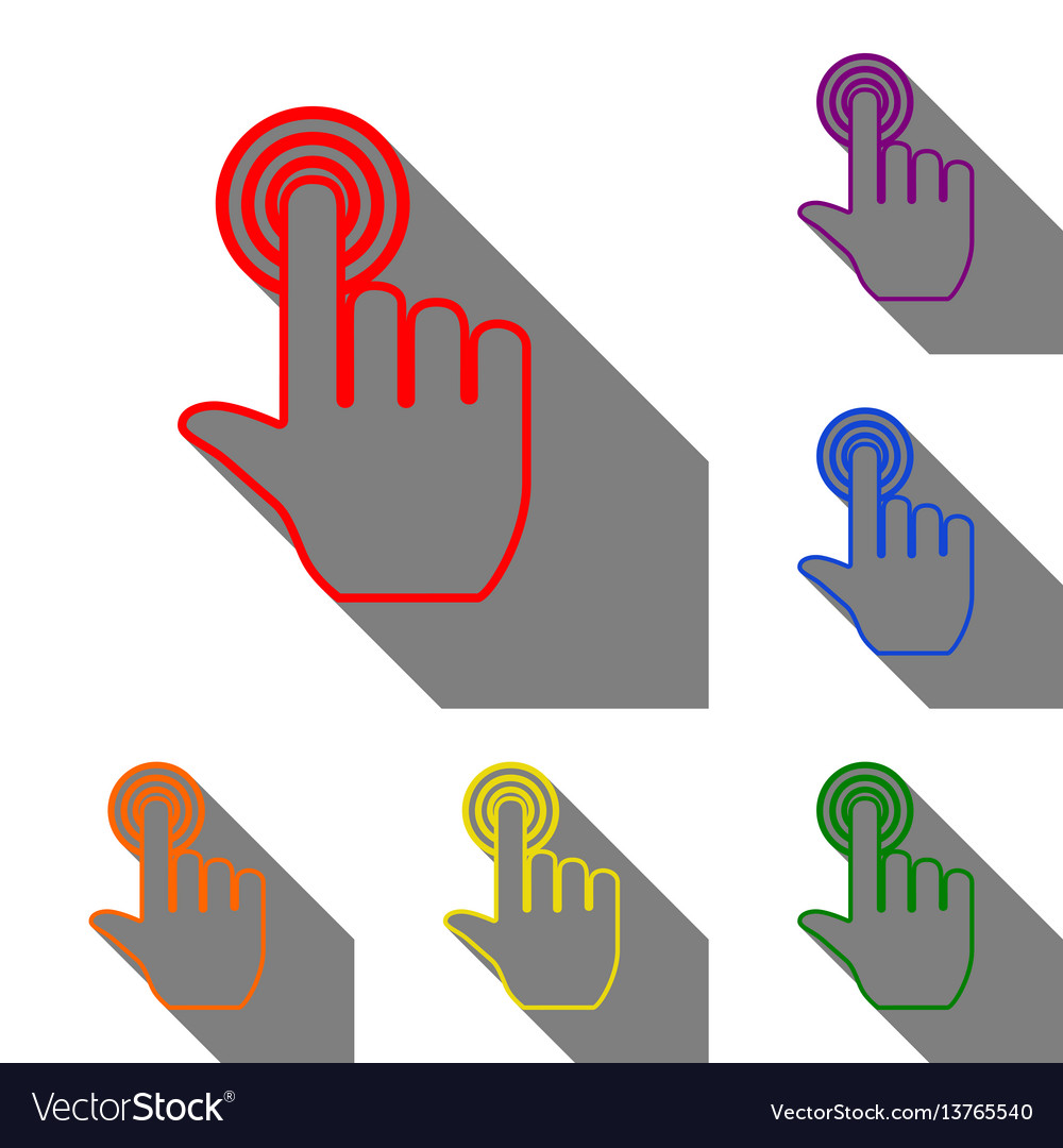 Hand click on button set of red orange yellow