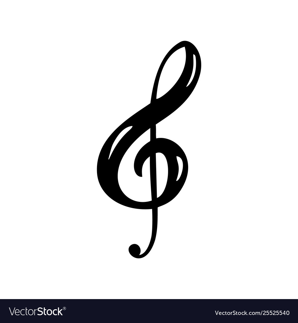 Hand drawn music key logo and icon Royalty Free Vector Image