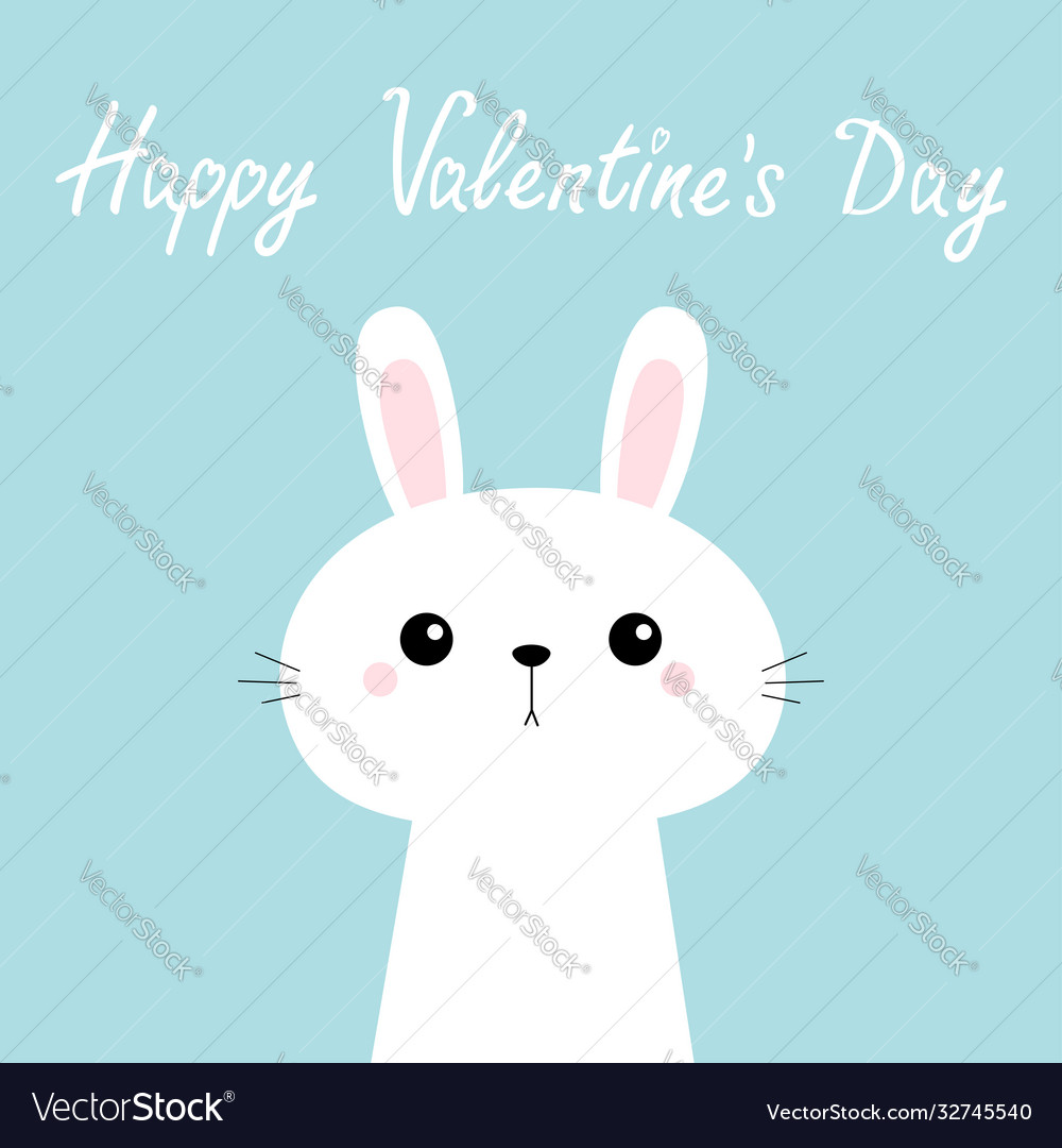 Happy valentines day rabbit bunny head face cute Vector Image