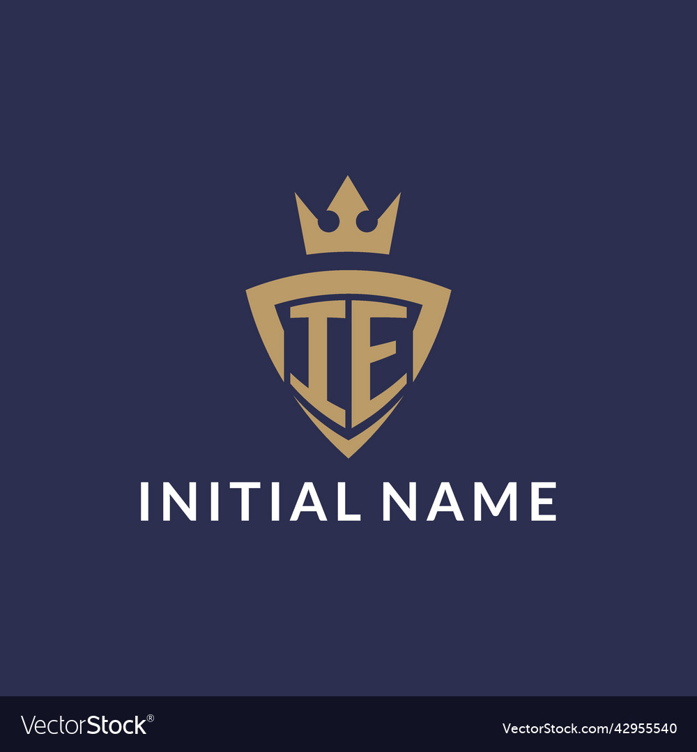 Ie logo with shield and crown monogram initial