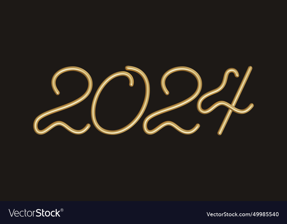 New year 2024 gold number Royalty Free Vector Image