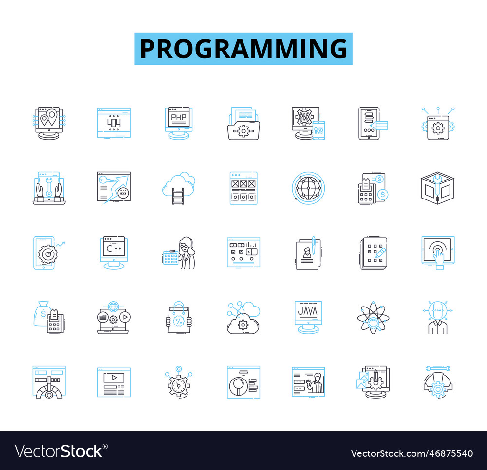 Programmierung von linearen Symbolen Satz Debugging Syntax vector image Programmierung von linearen Symbolen Satz Debugging Syntax