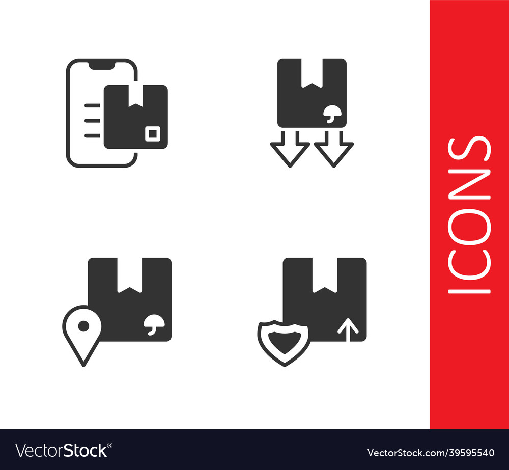 Set delivery security with shield document vector image Set delivery security with shield document