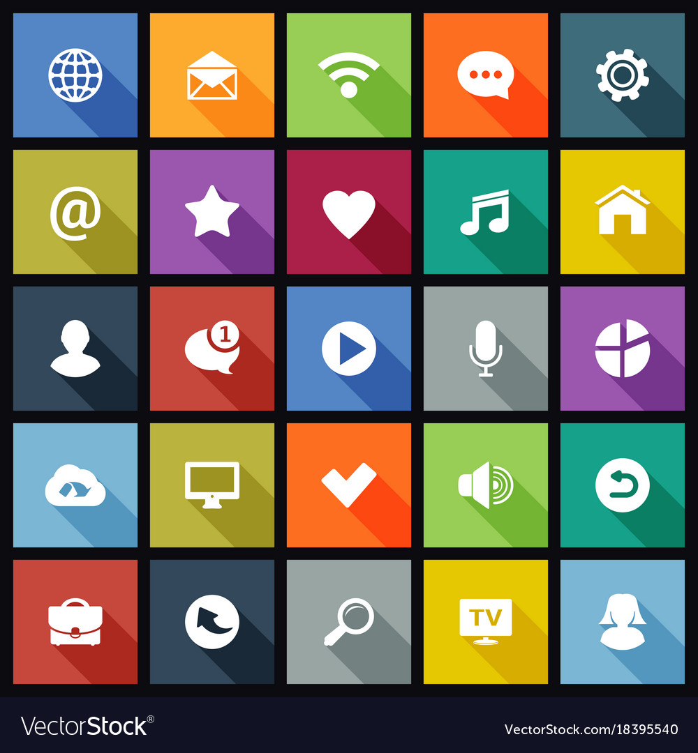 Set of flat icons for mobile app and web