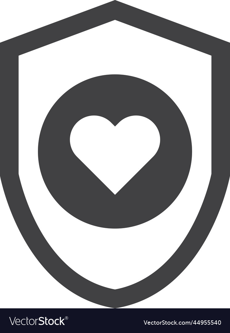 Shield and heart in minimal style