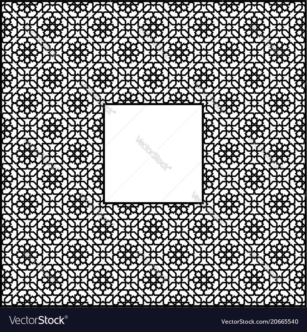 Square Frame Of The Arabic Pattern Three By Vector Image On Vectorstock