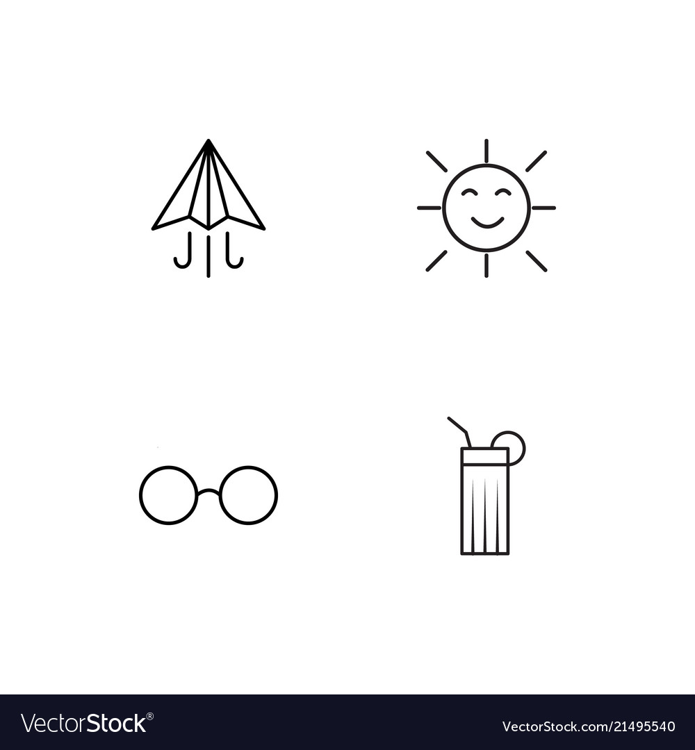 Summer linear icons set simple outline
