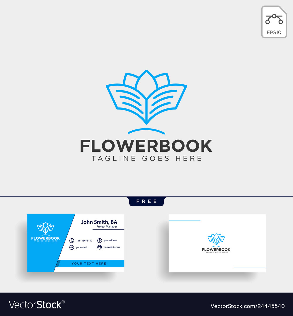 Tree plant and flower book education line logo