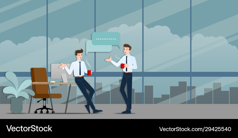 Two businessmen discussing each other Royalty Free Vector
