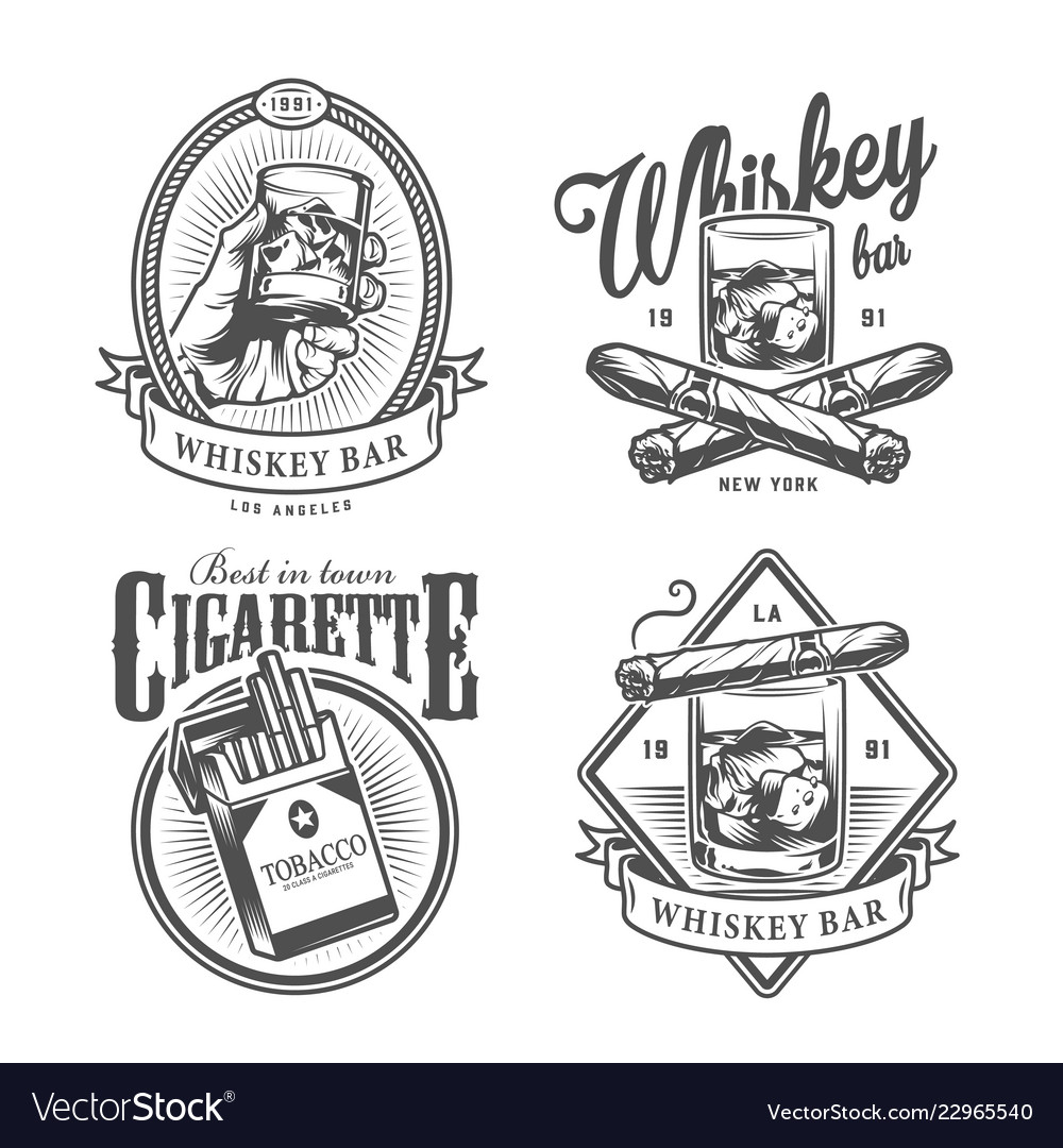 Vintage Monochrome Gentleman Club Labels Vector Image