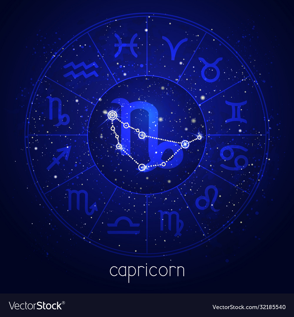 Zodiac sign and constellation capricorn Royalty Free Vector