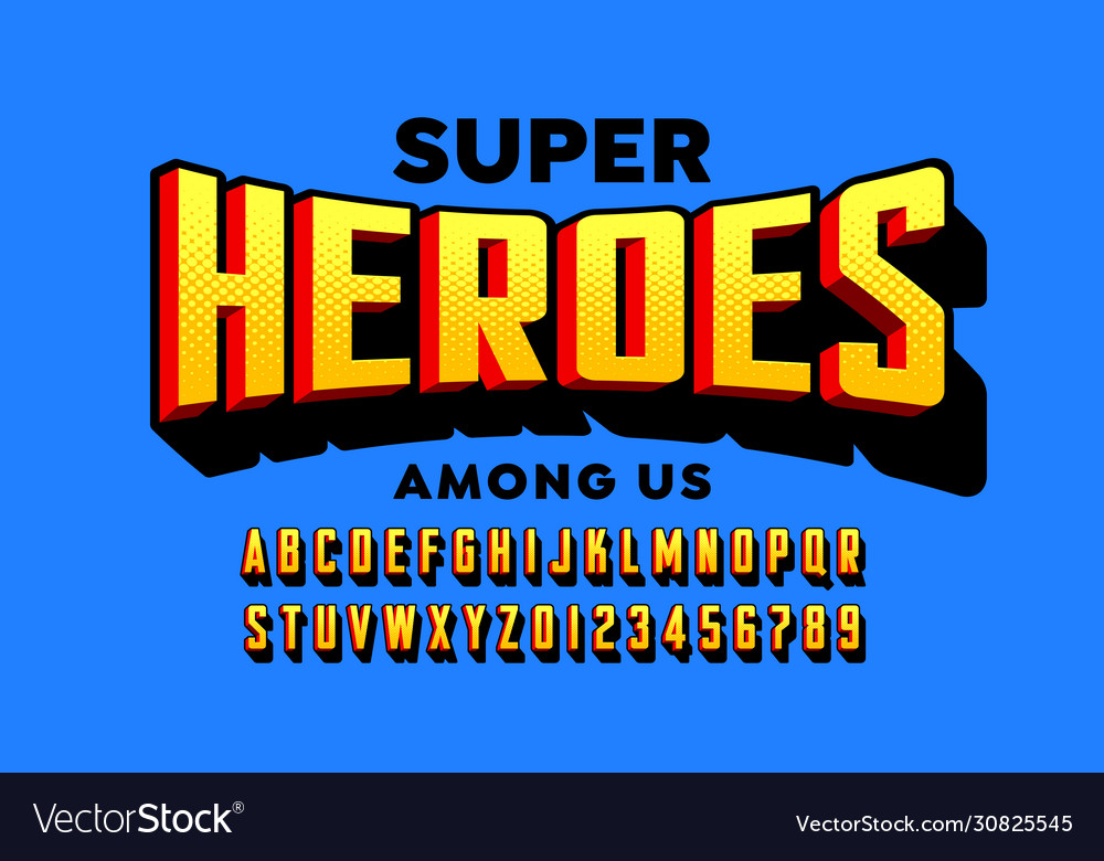 Comics super hero style font Royalty Free Vector Image