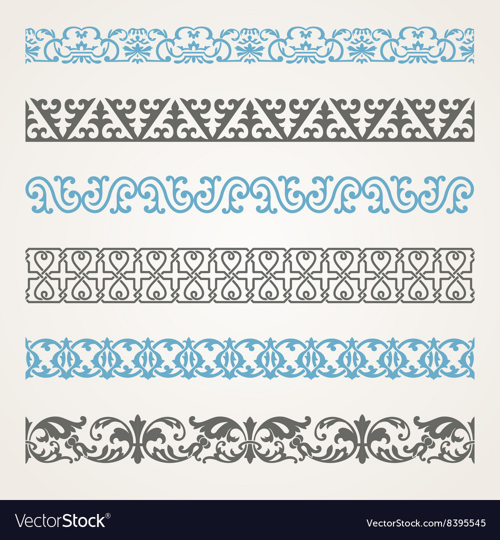 Decorative seamless ornamental borders Royalty Free Vector