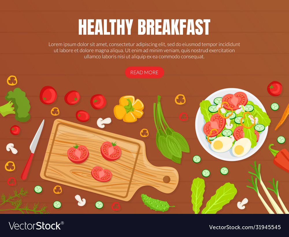 Healthy breakfast landing page template top view