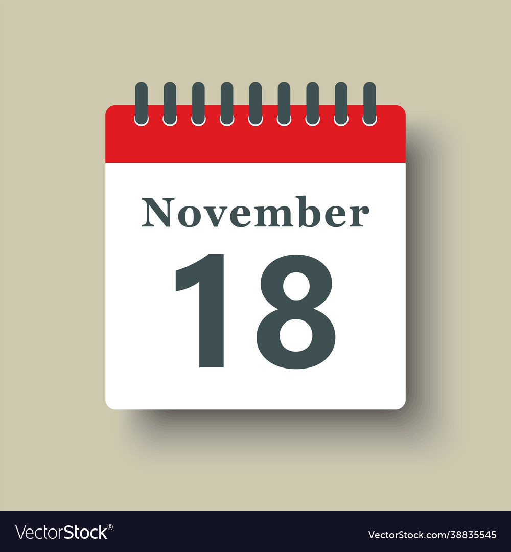 Icon day date 18 november template calendar page Vector Image