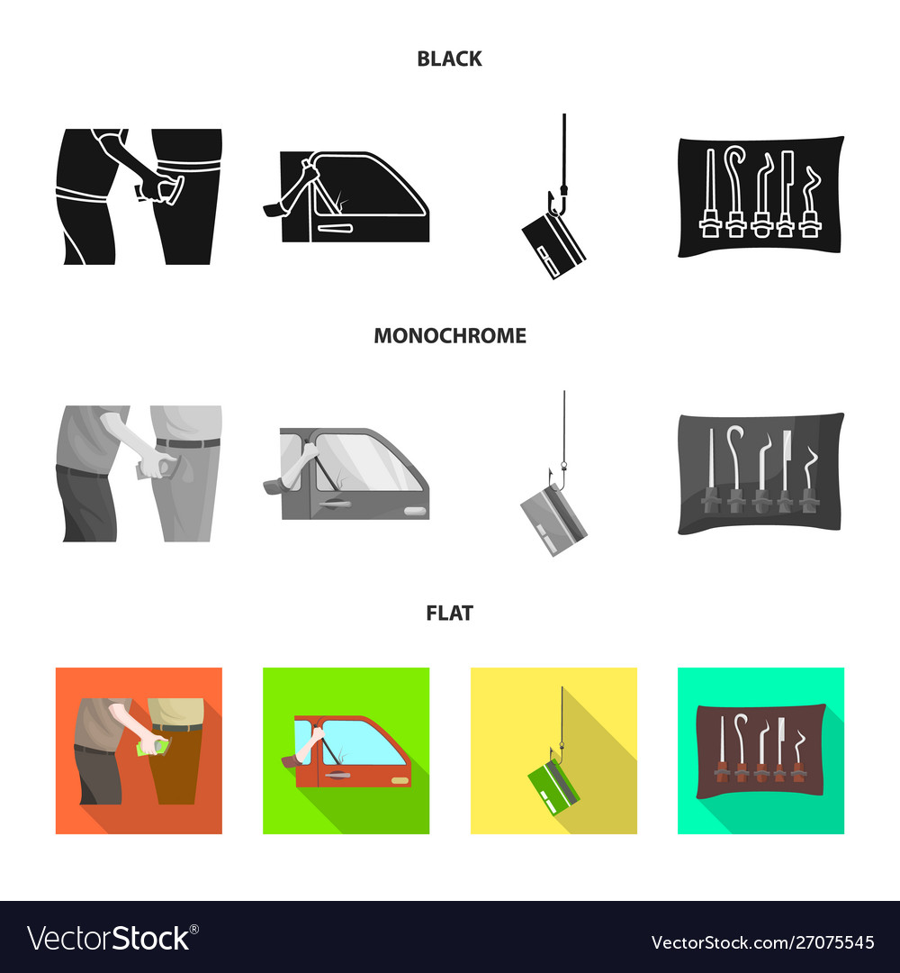 Isolated object crime and steal symbol set Vector Image