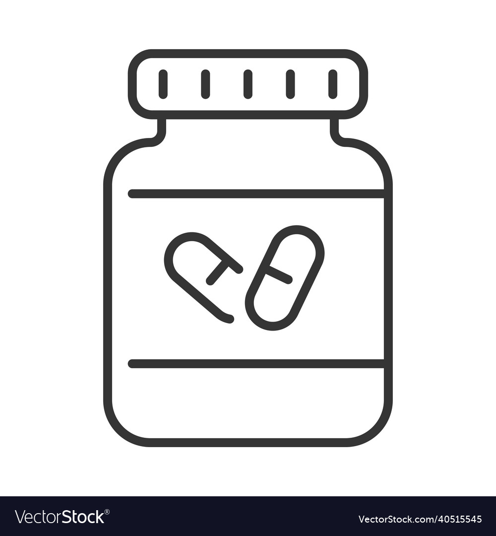 Monochrome can of pills line icon Royalty Free Vector Image