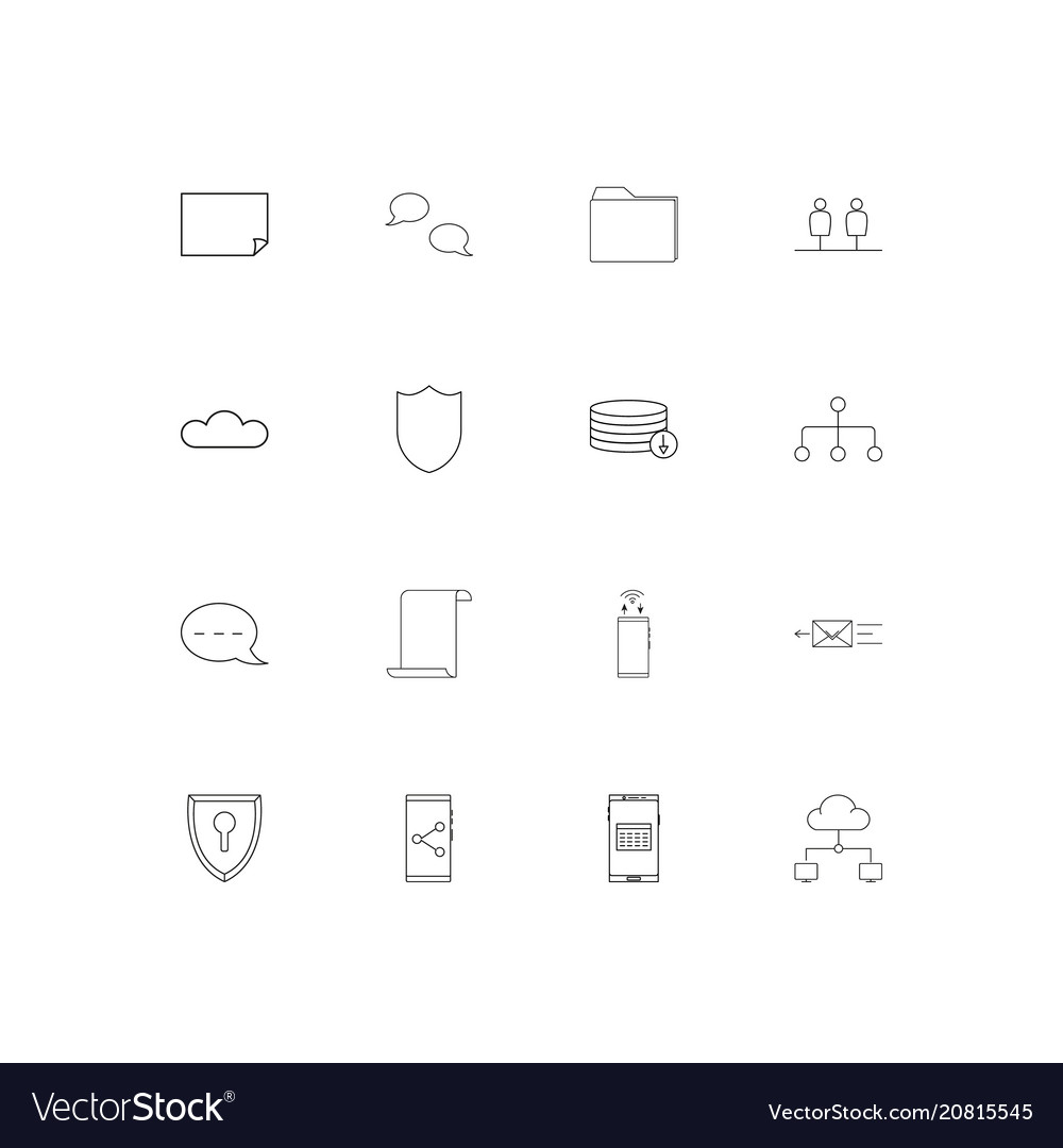 Network and database linear thin icons set