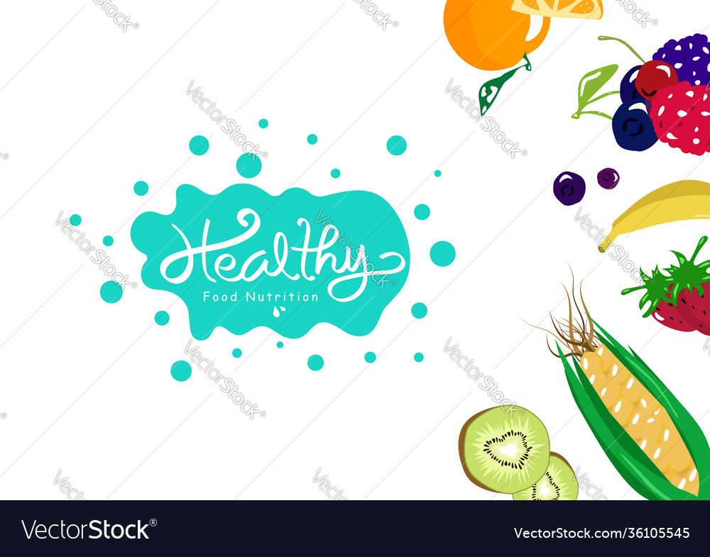 Organic food vegetables and fruits healthy Vector Image