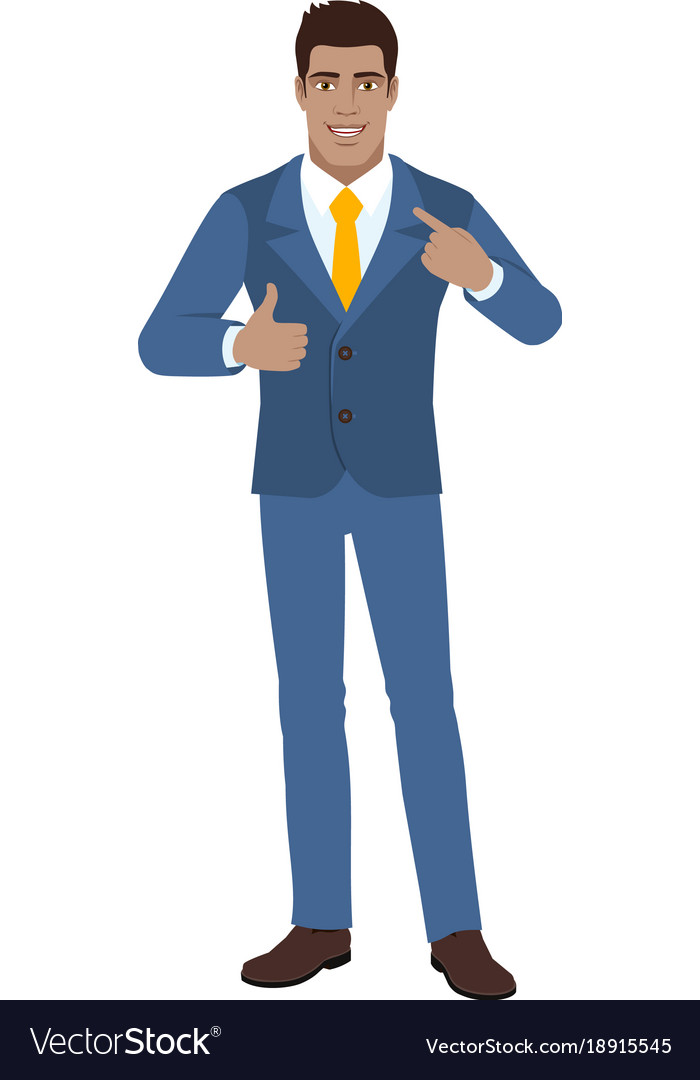 self promotion businessman pointing the finger at vector image