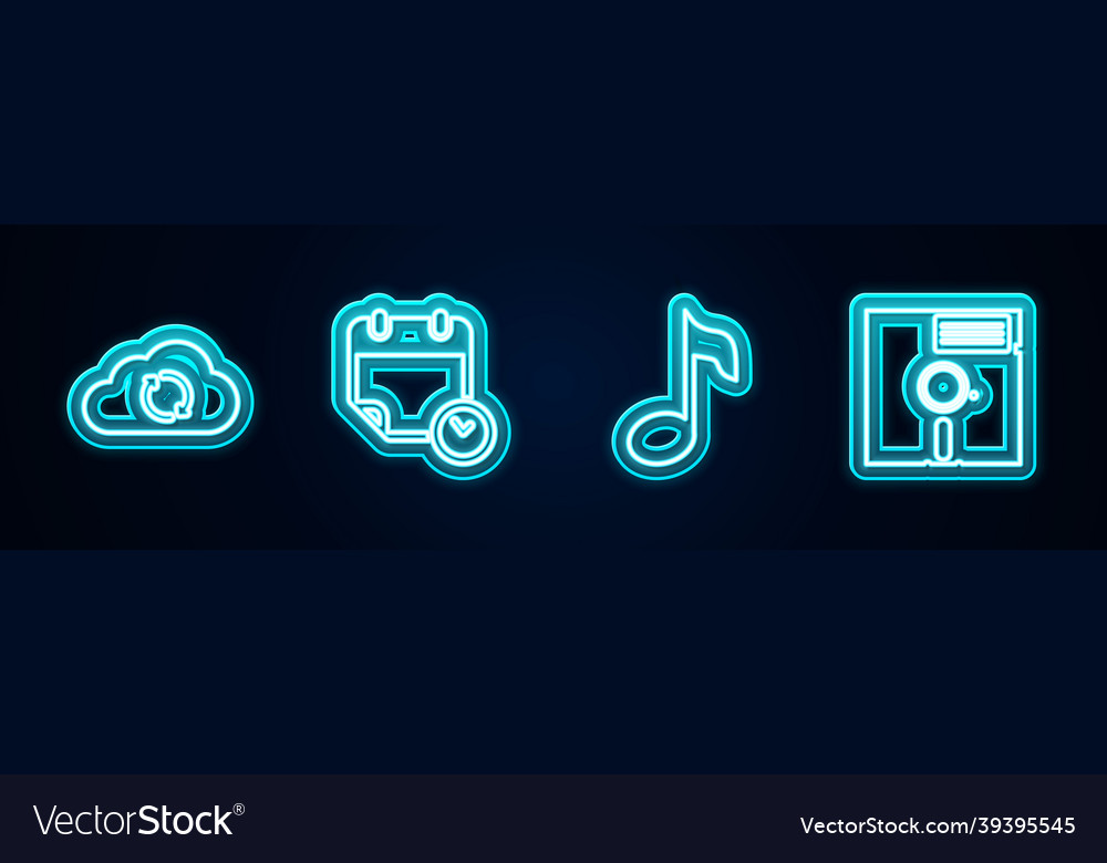 Set line cloud sync refresh calendar and clock vector image Set line cloud sync refresh calendar and clock