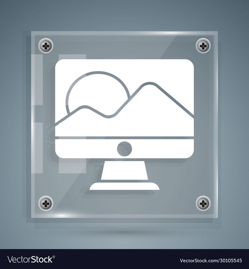 White computer monitor screen icon isolated vector image White computer monitor screen icon isolated
