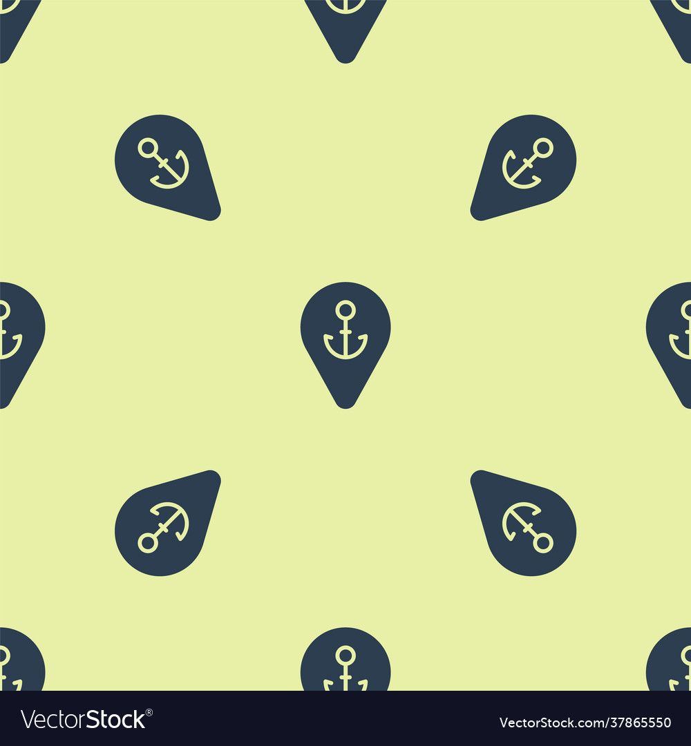 Blue map pointer with anchor icon isolated vector image Blue map pointer with anchor icon isolated