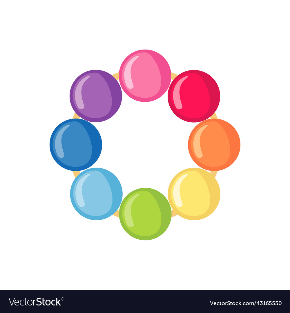 Bunte Baby Rassel Ikone im flachen Stil isoliert vector image Bunte Baby Rassel Ikone im flachen Stil isoliert