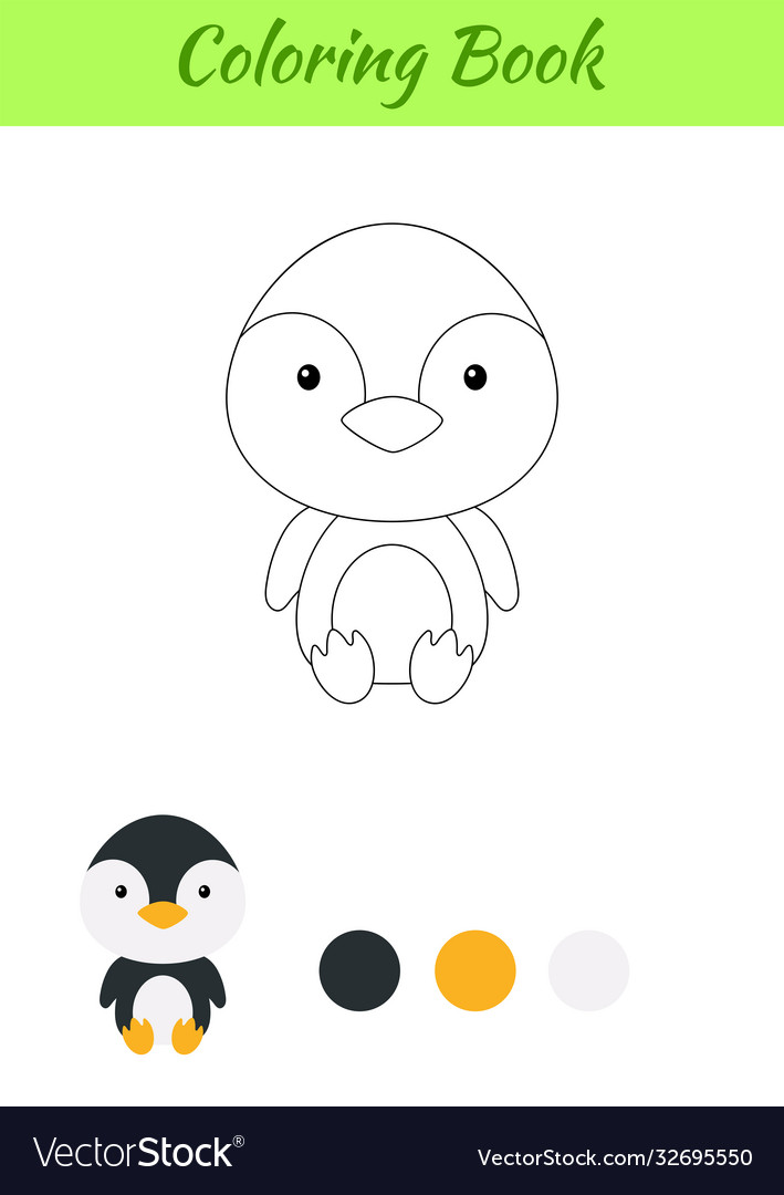 Coloring page little sitting baby penguin vector image Coloring page little sitting baby penguin
