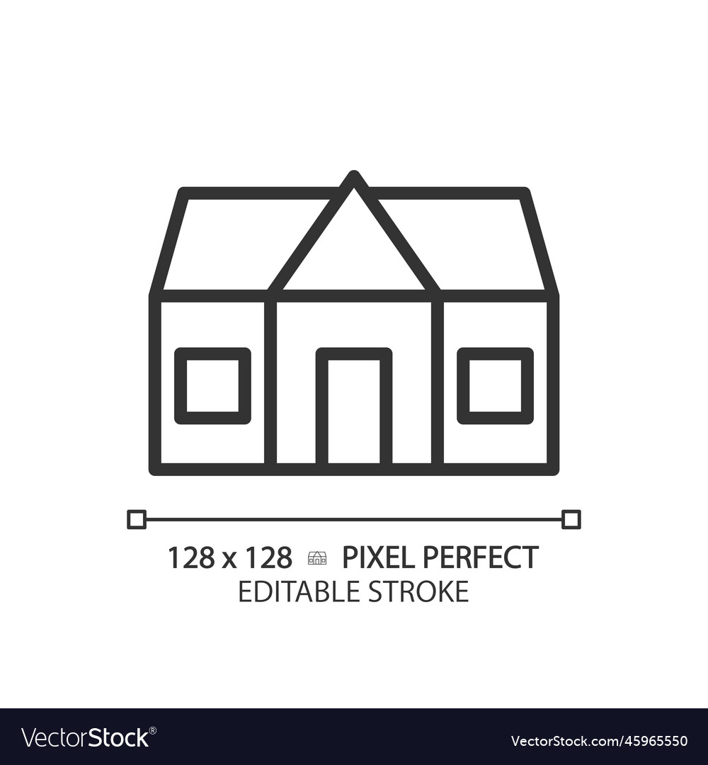 Cottage pixel perfect linear icon Royalty Free Vector Image