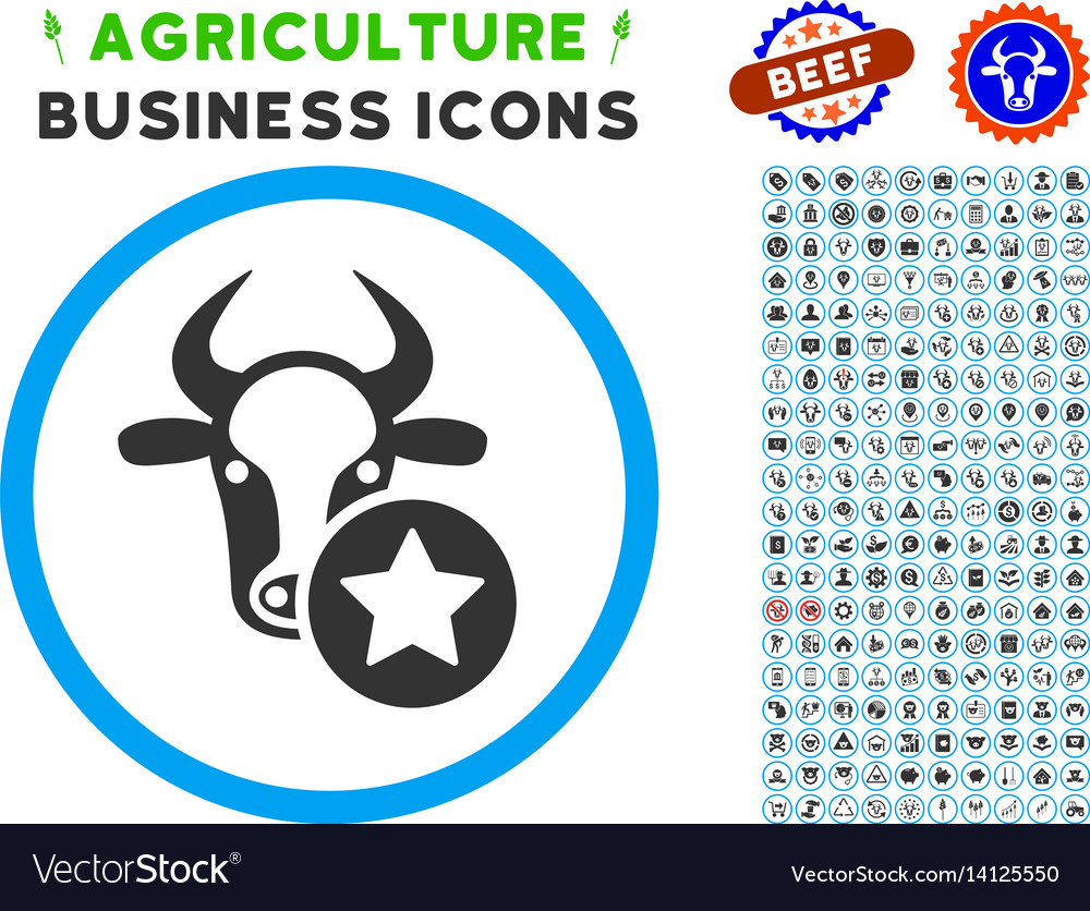 Cow favourites rounded icon with set