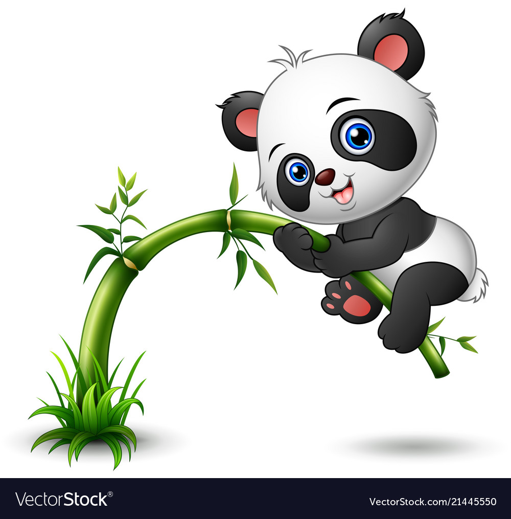 Premium Vector, Cute little panda hanging in the tree